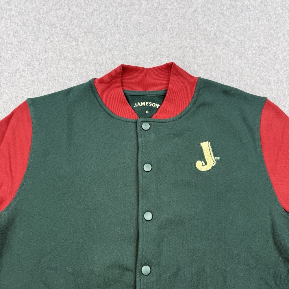 Jameson Jacket Mens Small Green Varsity Bomber Snap Button Whiskey Patch Logo - Picture 2 of 12
